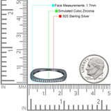 Half Eternity Ring Wedding Engagement Band Round Simulated Cubic Zirconia 925 Sterling Silver (1.7mm)