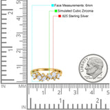 Half Eternity Cluster Ring Wedding Engagement Band Baguette Simulated CZ 925 Sterling Silver (6mm)