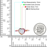 Heart Art Deco Multi Color Wedding Bridal Ring Simulated Cubic Zirconia 925 Sterling Silver