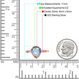 Pear Art Deco Multi Color Wedding Bridal Ring Simulated Cubic Zirconia 925 Sterling Silver