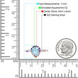 Pear Art Deco Multi Color Wedding Bridal Ring Simulated Cubic Zirconia 925 Sterling Silver