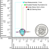 Pear Art Deco Multi Color Wedding Bridal Ring Simulated Cubic Zirconia 925 Sterling Silver