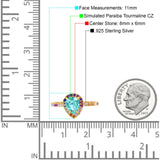 Pear Art Deco Multi Color Wedding Bridal Ring Simulated Cubic Zirconia 925 Sterling Silver