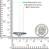 Art Deco Three Stone Round Simulated Cubic Zirconia 925 Sterling Silver