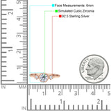 Art Deco Three Stone Round Simulated Cubic Zirconia 925 Sterling Silver