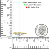 Art Deco Three Stone Round Simulated Cubic Zirconia 925 Sterling Silver