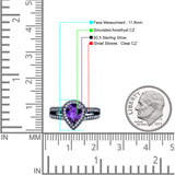 Vintage Style Pear Halo Engagement Ring Cubic Zirconia 925 Sterling Silver