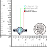 Vintage Style Pear Halo Engagement Ring Cubic Zirconia 925 Sterling Silver