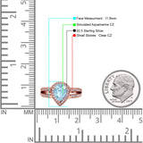 Vintage Style Pear Halo Engagement Ring Cubic Zirconia 925 Sterling Silver