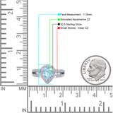 Vintage Style Pear Halo Engagement Ring Cubic Zirconia 925 Sterling Silver