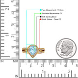 Vintage Style Pear Halo Engagement Ring Cubic Zirconia 925 Sterling Silver