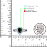 Vintage Style Pear Halo Engagement Ring Cubic Zirconia 925 Sterling Silver