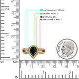 Vintage Style Pear Halo Engagement Ring Cubic Zirconia 925 Sterling Silver