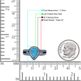 Vintage Style Pear Halo Engagement Ring Cubic Zirconia 925 Sterling Silver