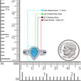 Vintage Style Pear Halo Engagement Ring Cubic Zirconia 925 Sterling Silver