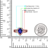 Vintage Style Pear Halo Engagement Ring Cubic Zirconia 925 Sterling Silver