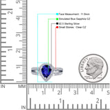 Vintage Style Pear Halo Engagement Ring Cubic Zirconia 925 Sterling Silver