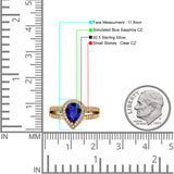 Vintage Style Pear Halo Engagement Ring Cubic Zirconia 925 Sterling Silver