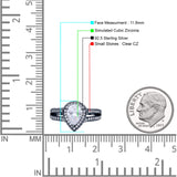 Vintage Style Pear Halo Engagement Ring Cubic Zirconia 925 Sterling Silver