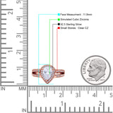 Vintage Style Pear Halo Engagement Ring Cubic Zirconia 925 Sterling Silver