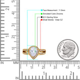 Vintage Style Pear Halo Engagement Ring Cubic Zirconia 925 Sterling Silver
