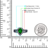 Vintage Style Pear Halo Engagement Ring Cubic Zirconia 925 Sterling Silver