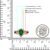 Vintage Style Pear Halo Engagement Ring Cubic Zirconia 925 Sterling Silver