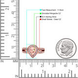 Vintage Style Pear Halo Engagement Ring Cubic Zirconia 925 Sterling Silver