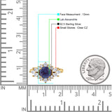 Art Deco Round Lab Alexandrite Engagement Ring With CZ Accents