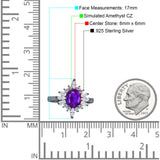 Vintage Style Oval Engagement Ring Simulated Cubic Zirconia 925 Sterling Silver