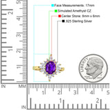 Vintage Style Oval Engagement Ring Simulated Cubic Zirconia 925 Sterling Silver