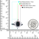 Vintage Style Oval Engagement Ring Simulated Cubic Zirconia 925 Sterling Silver