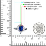 Vintage Style Oval Engagement Ring Simulated Cubic Zirconia 925 Sterling Silver