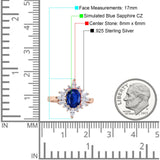 Vintage Style Oval Engagement Ring Simulated Cubic Zirconia 925 Sterling Silver