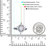 Vintage Style Oval Engagement Ring Simulated Cubic Zirconia 925 Sterling Silver