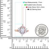 Vintage Style Oval Engagement Ring Simulated Cubic Zirconia 925 Sterling Silver