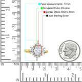 Vintage Style Oval Engagement Ring Simulated Cubic Zirconia 925 Sterling Silver