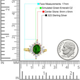 Vintage Style Oval Engagement Ring Simulated Cubic Zirconia 925 Sterling Silver