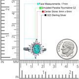 Vintage Style Oval Engagement Ring Simulated Cubic Zirconia 925 Sterling Silver