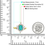 Vintage Style Oval Engagement Ring Simulated Cubic Zirconia 925 Sterling Silver