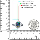 Vintage Style Oval Engagement Ring Simulated Cubic Zirconia 925 Sterling Silver