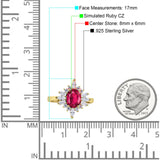 Vintage Style Oval Engagement Ring Simulated Cubic Zirconia 925 Sterling Silver