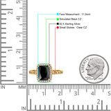Art Deco Accent Halo Radiant Engagement Ring Cubic Zirconia 925 Sterling Silver