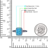 Art Deco Accent Halo Radiant Engagement Ring Cubic Zirconia 925 Sterling Silver