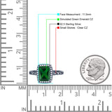 Art Deco Accent Halo Radiant Engagement Ring Cubic Zirconia 925 Sterling Silver