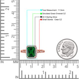 Art Deco Accent Halo Radiant Engagement Ring Cubic Zirconia 925 Sterling Silver