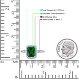 Art Deco Accent Halo Radiant Engagement Ring Cubic Zirconia 925 Sterling Silver