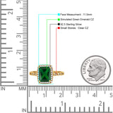 Art Deco Accent Halo Radiant Engagement Ring Cubic Zirconia 925 Sterling Silver