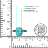 Art Deco Accent Halo Radiant Engagement Ring Cubic Zirconia 925 Sterling Silver
