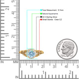 Halo Vintage Style Round Natural Aquamarine Engagement Ring